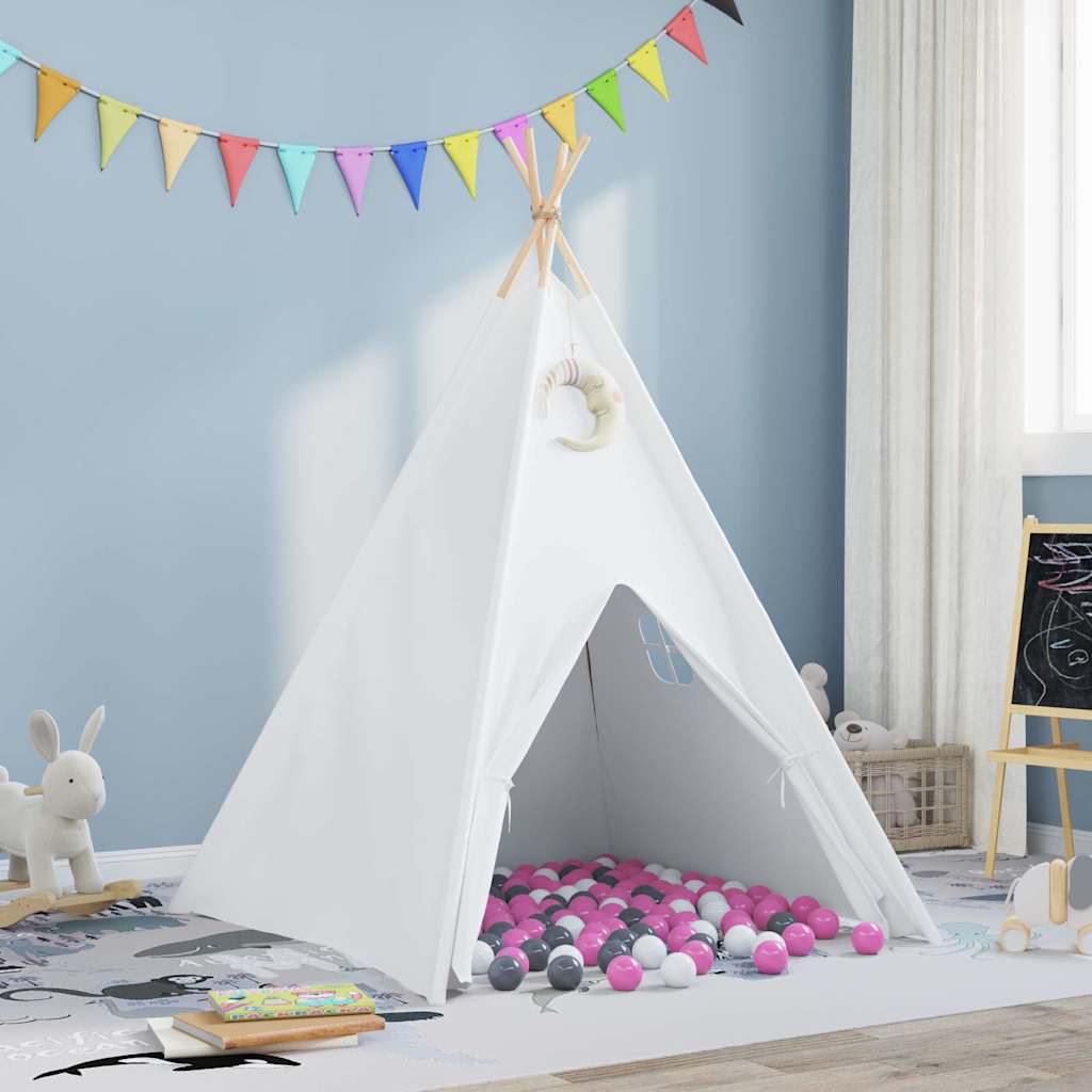 Teepee Tent Wit 120 X 120 X 150 Cm Stof En Plastic