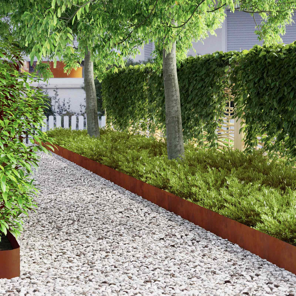 Tuinrand 4 Pcs 450 X 0,05 X 25 Cm Weervast Staal Roestig