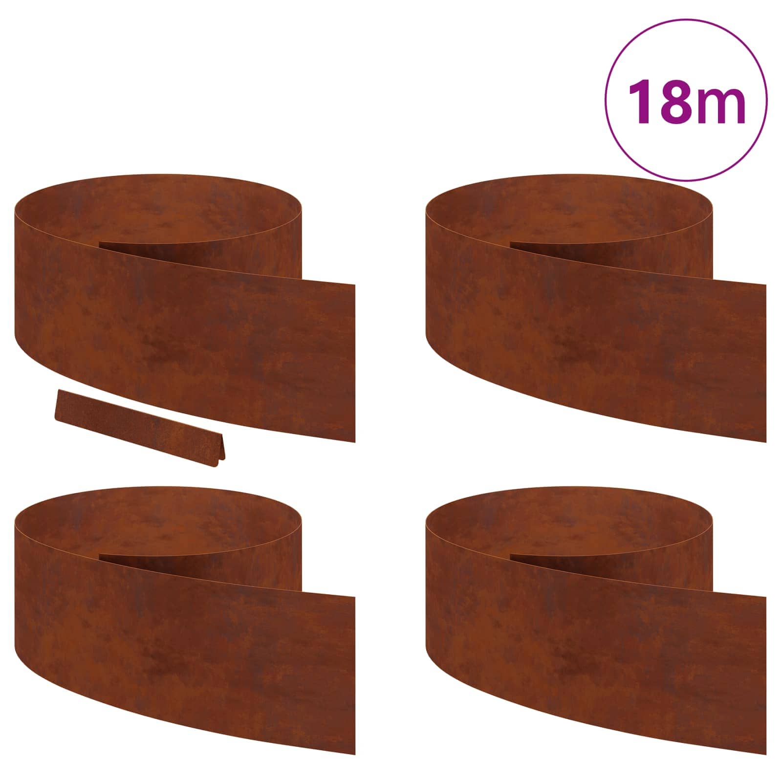 Tuinrand 4 Pcs 450 X 0,05 X 25 Cm Weervast Staal Roestig