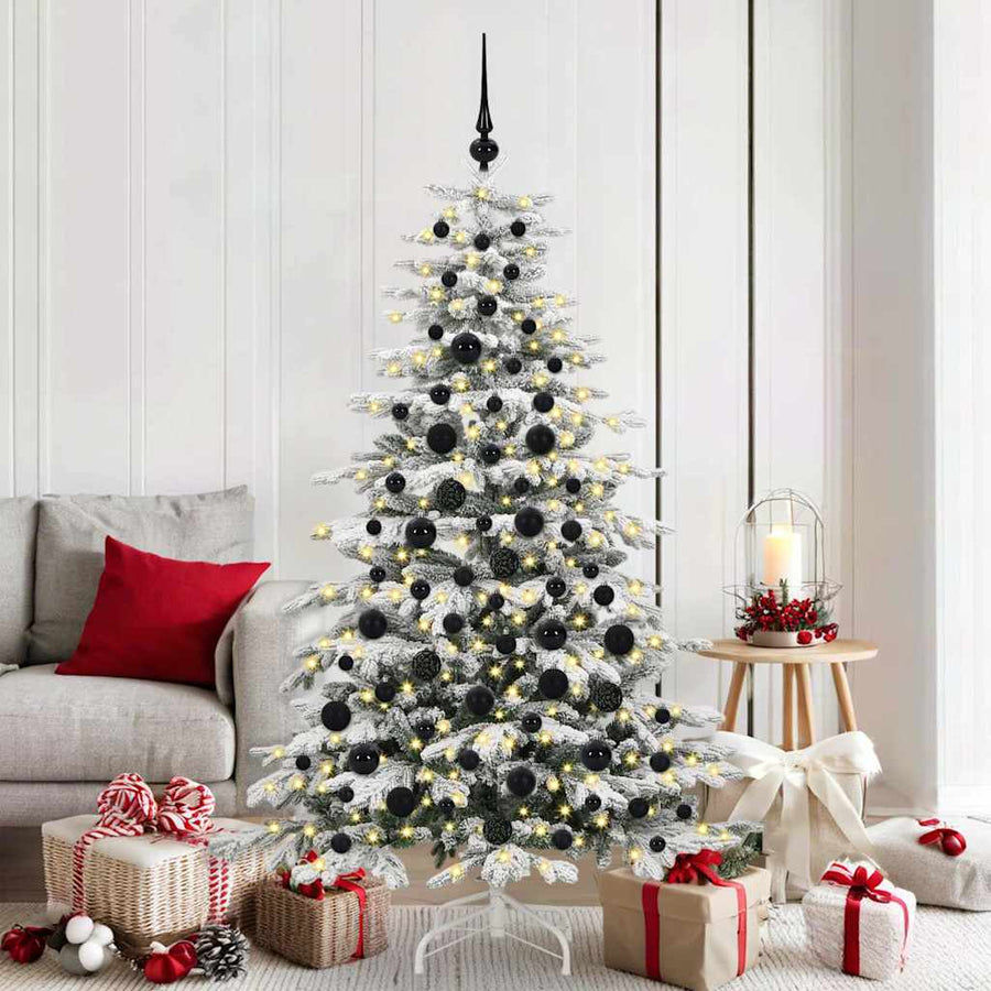 120-Delige Kerstballenset Met Piek En 300 Led's — 120 / Zwart