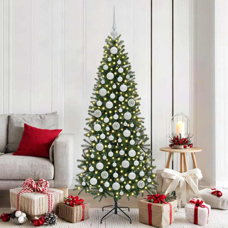 120-Delige Kerstballenset Met Piek En 300 Led's — 120 / Wit