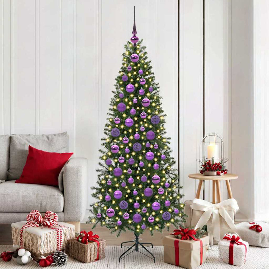 120-Delige Kerstballenset Met Piek En 300 Led's — 120 / Lila