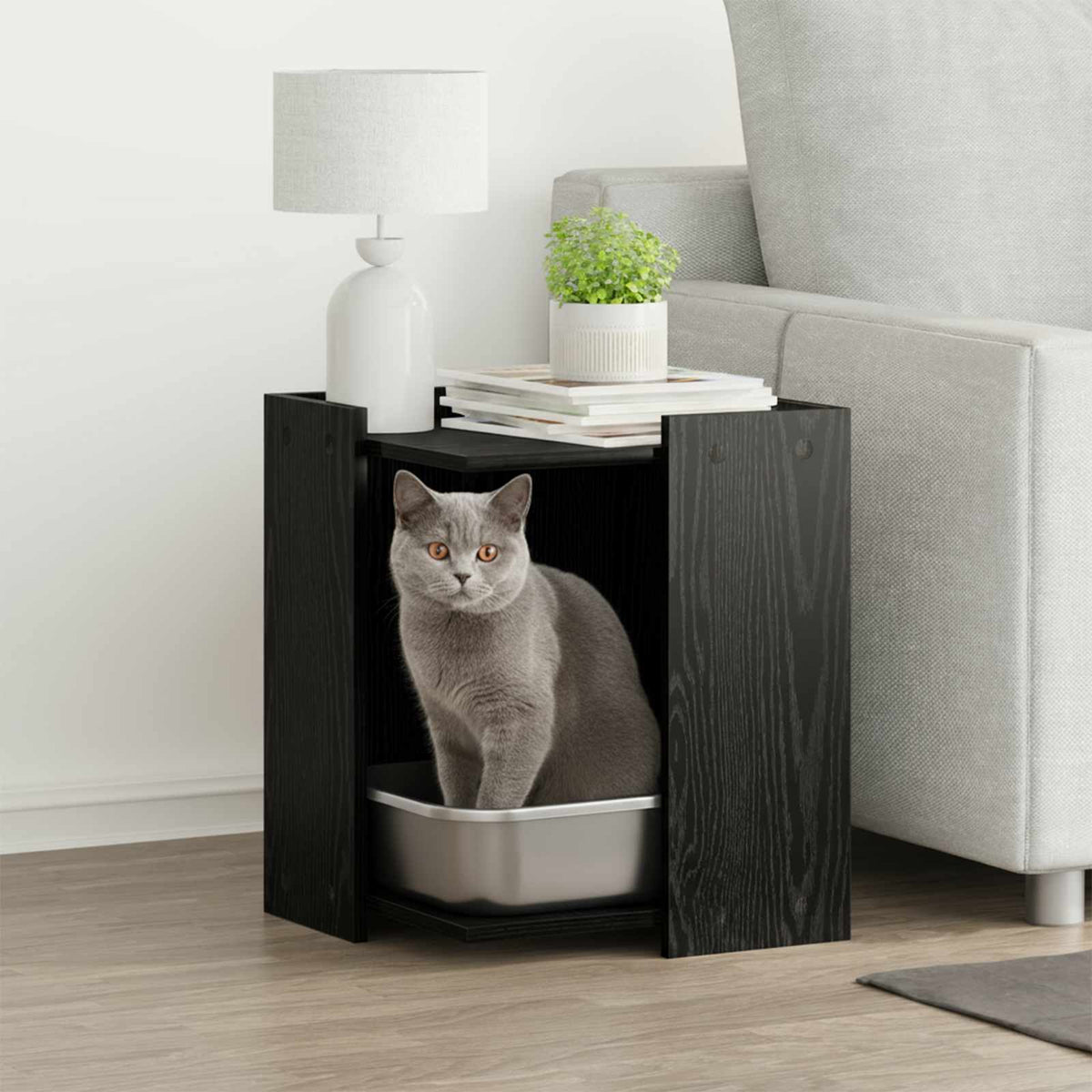 Kattenbakkast Bewerkt Hout Kleurig