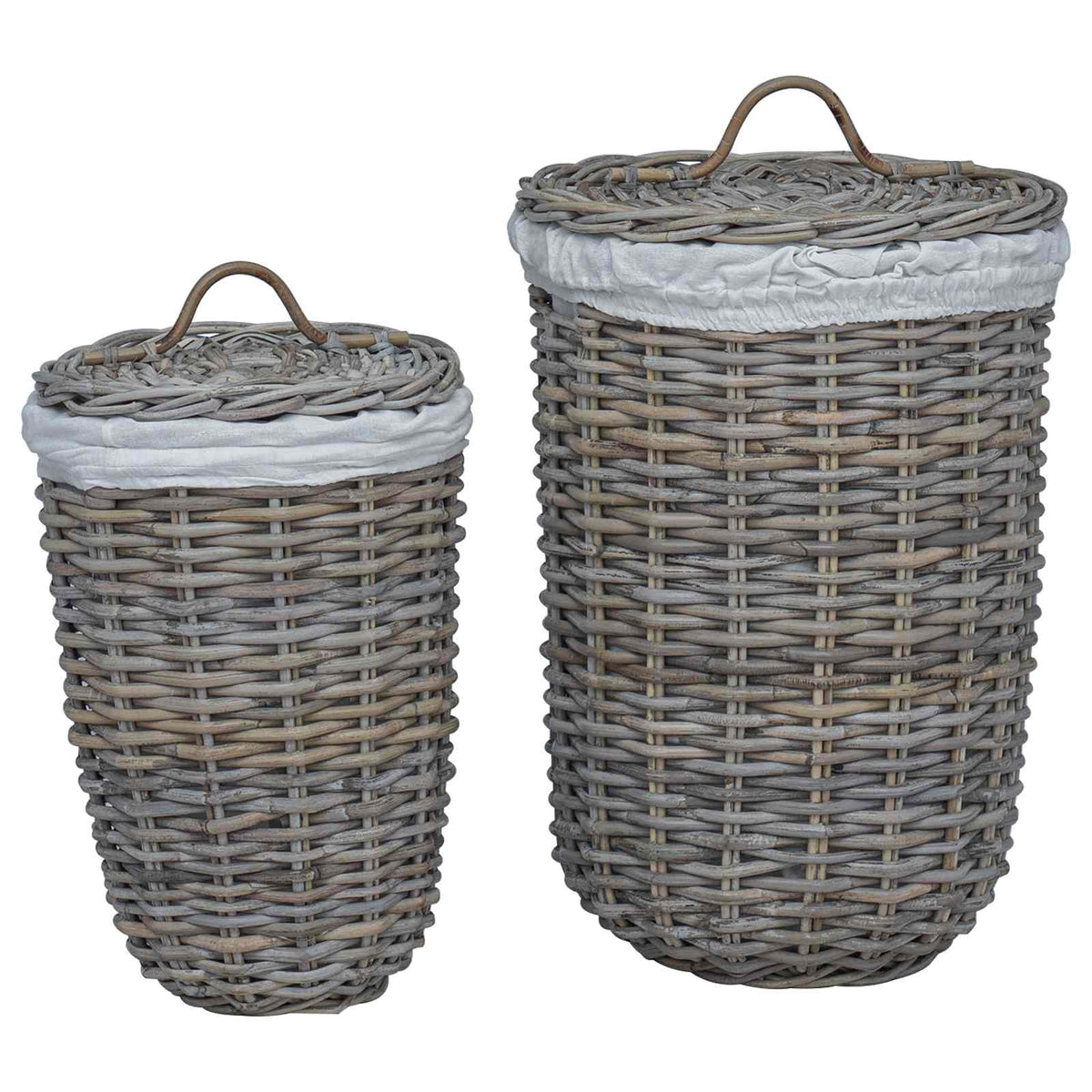 Wasmand Met Deksel Gendt 2 St Natuurlijk Kubu Rattan