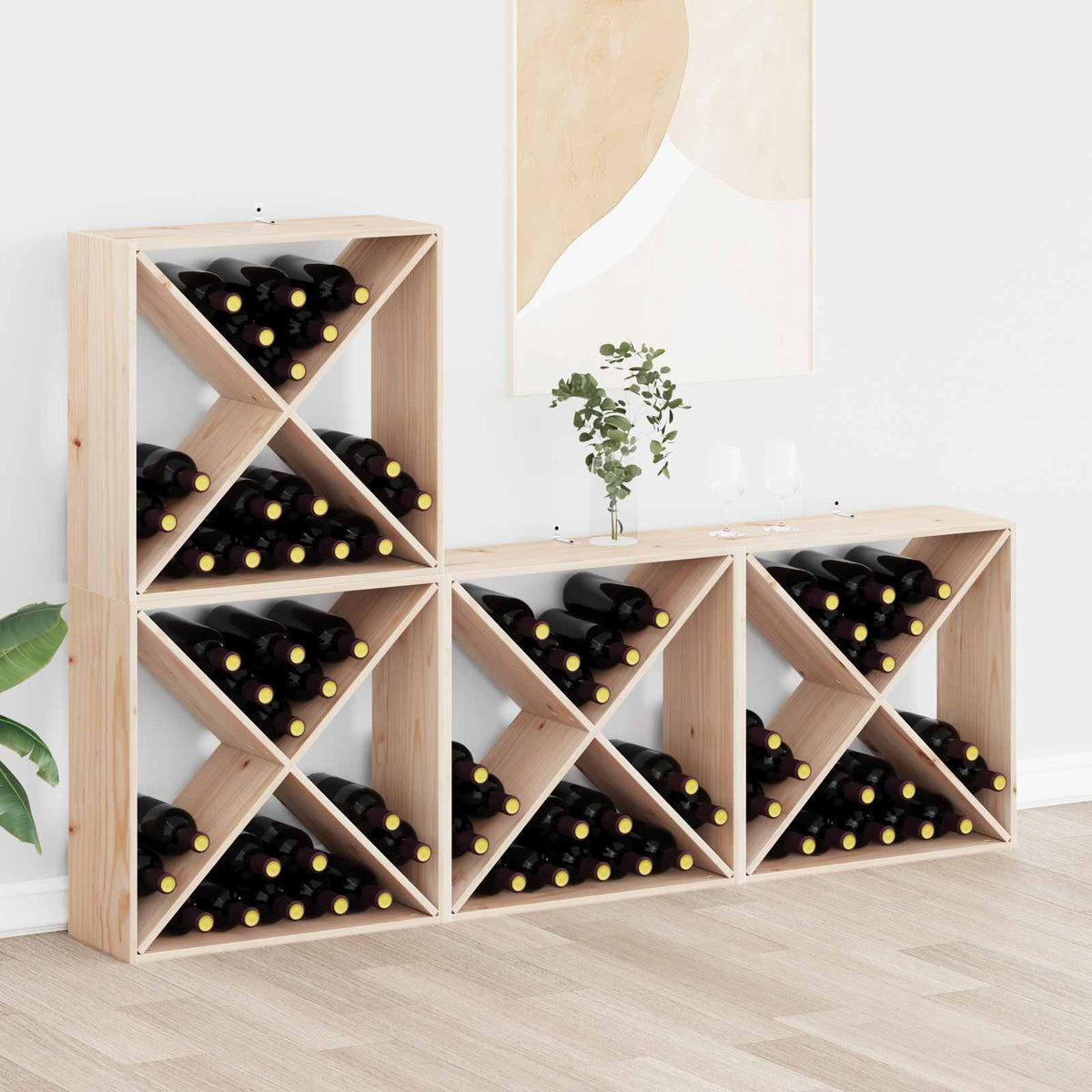 Wijnkast 56X25X56 Cm Massief Grenenhout