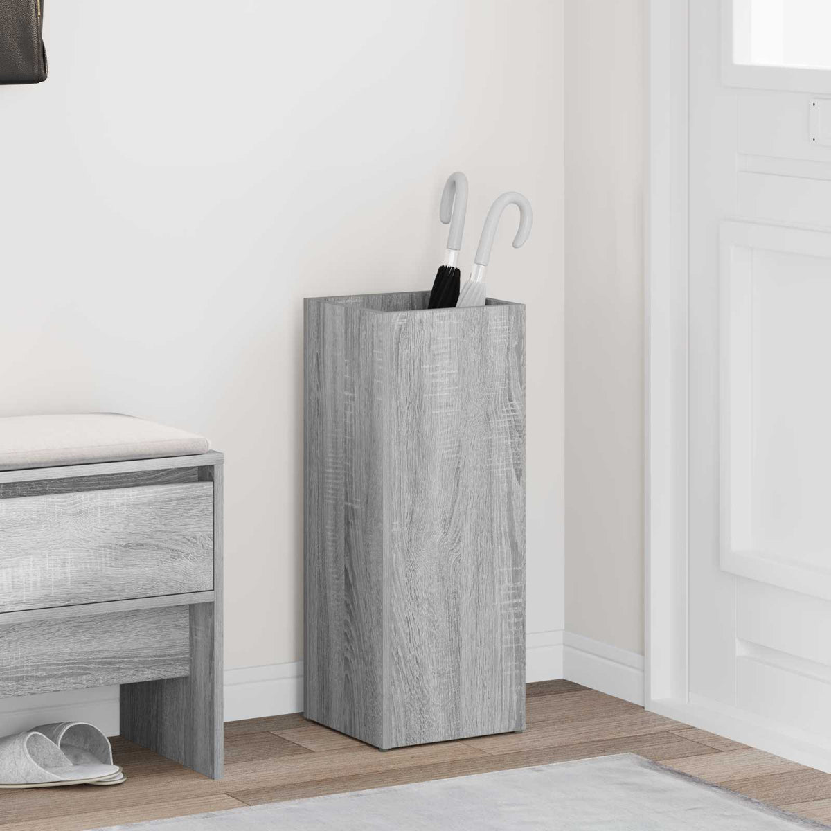 Paraplu Standaard Met Opslag 25 X 24,5 X 64 Cm Bewerkt Hout