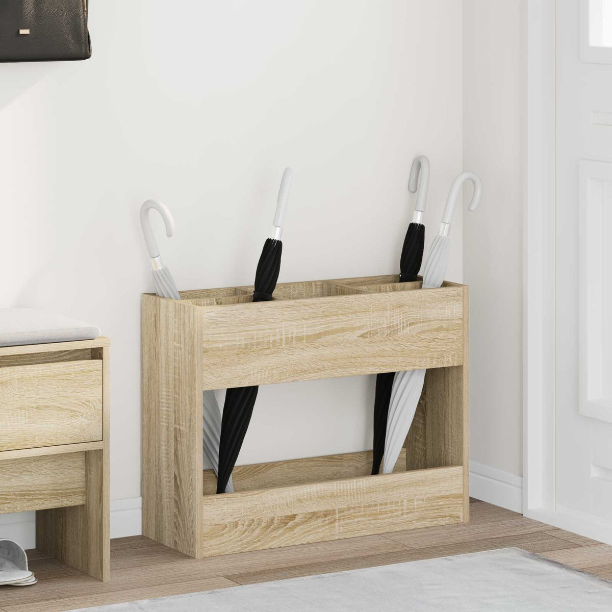 Paraplu Standaard Met Opslag 65 X 24 X 50 Cm Bewerkt Hout