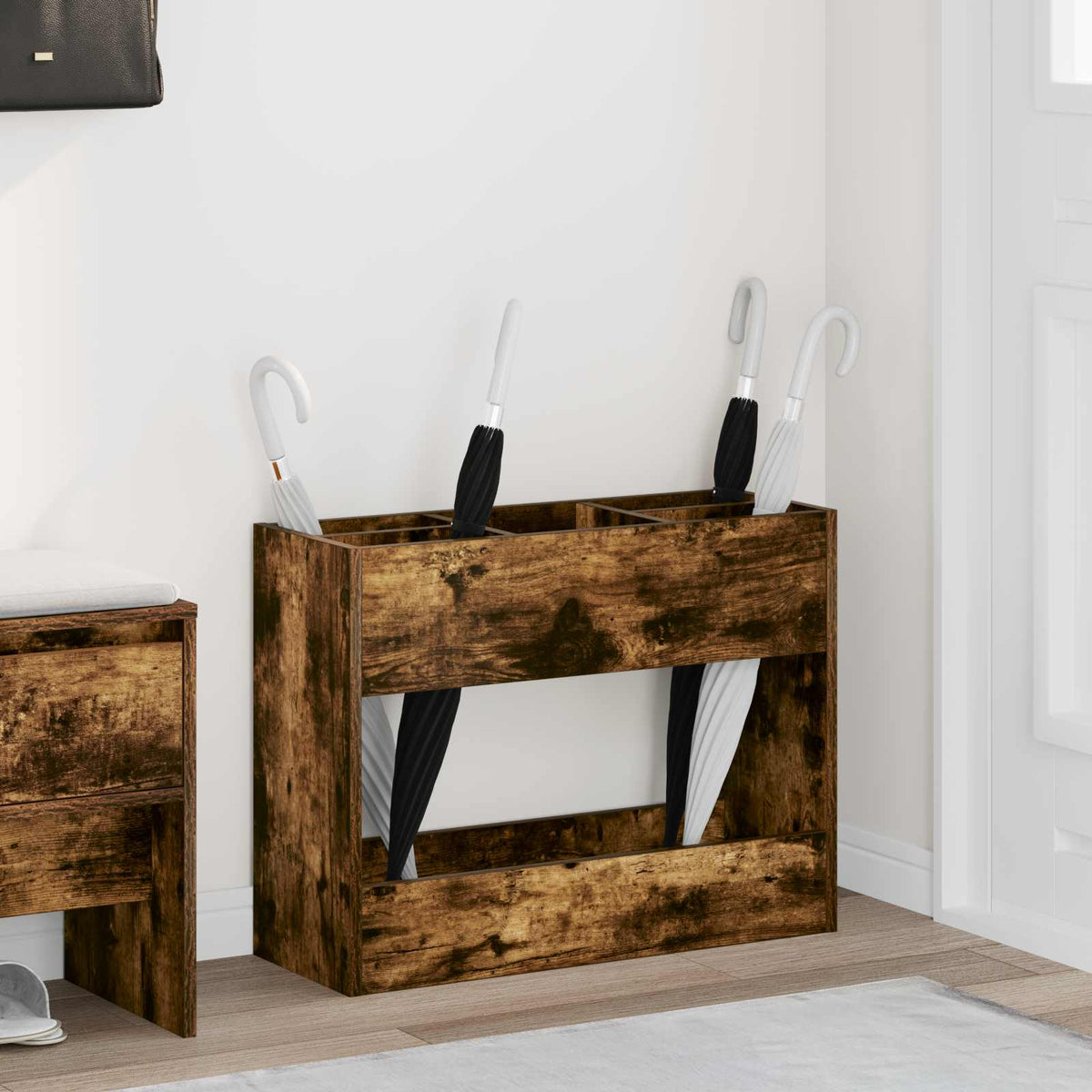 Paraplu Standaard Met Opslag 65 X 24 X 50 Cm Bewerkt Hout