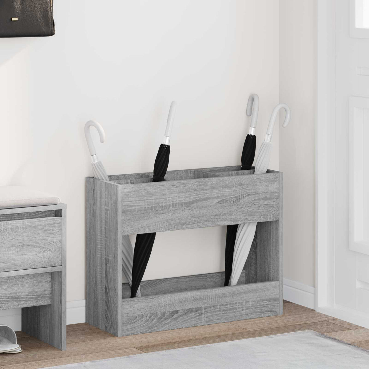 Paraplu Standaard Met Opslag 65 X 24 X 50 Cm Bewerkt Hout