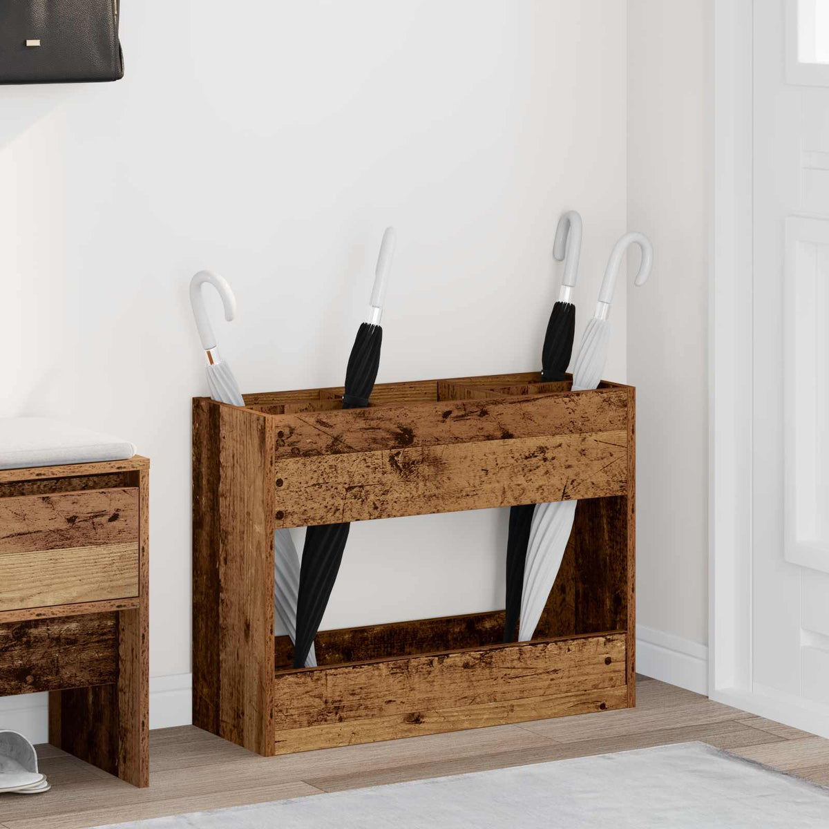 Paraplu Standaard Met Opslag 65 X 24 X 50 Cm Bewerkt Hout