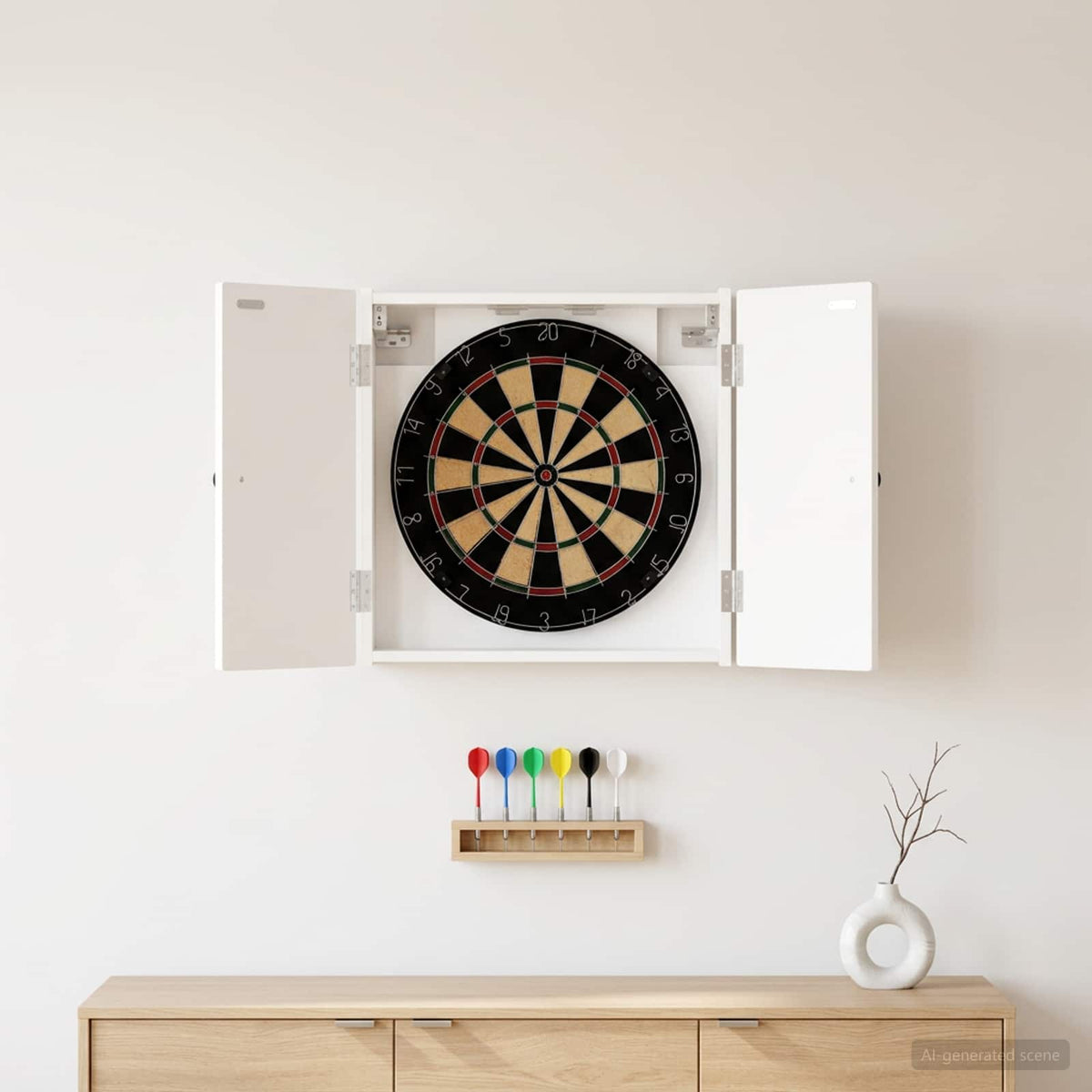 Dartbord Kabinet Breda 52,5 X 10,5 X 53,5 Cm Bewerkt Hout
