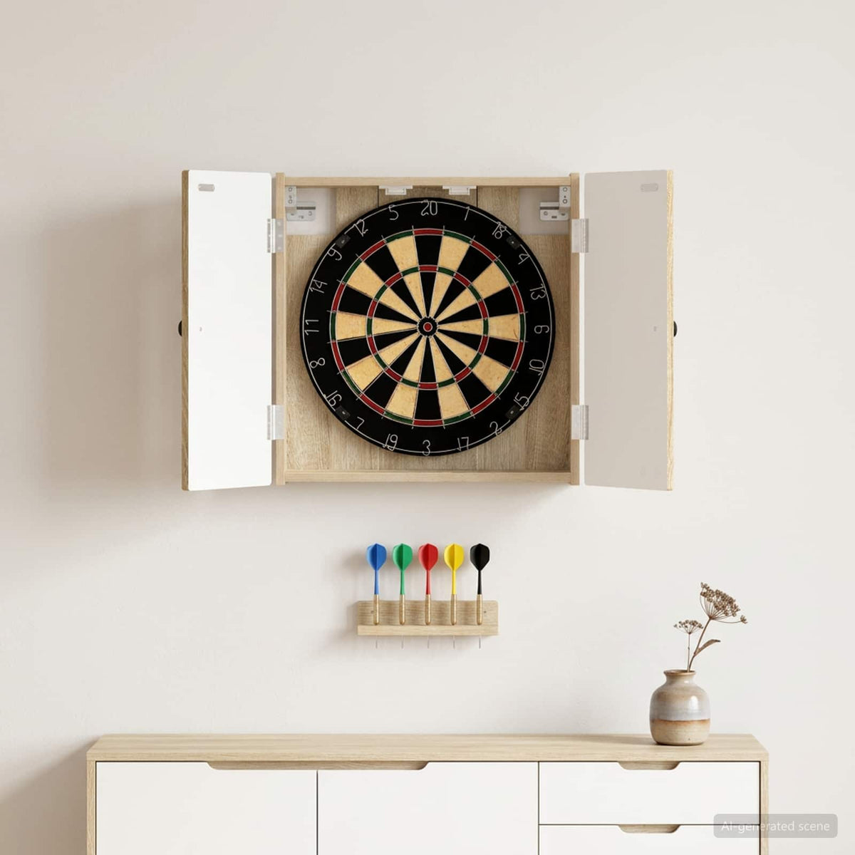 Dartbord Kabinet Breda 52,5 X 10,5 X 53,5 Cm Bewerkt Hout