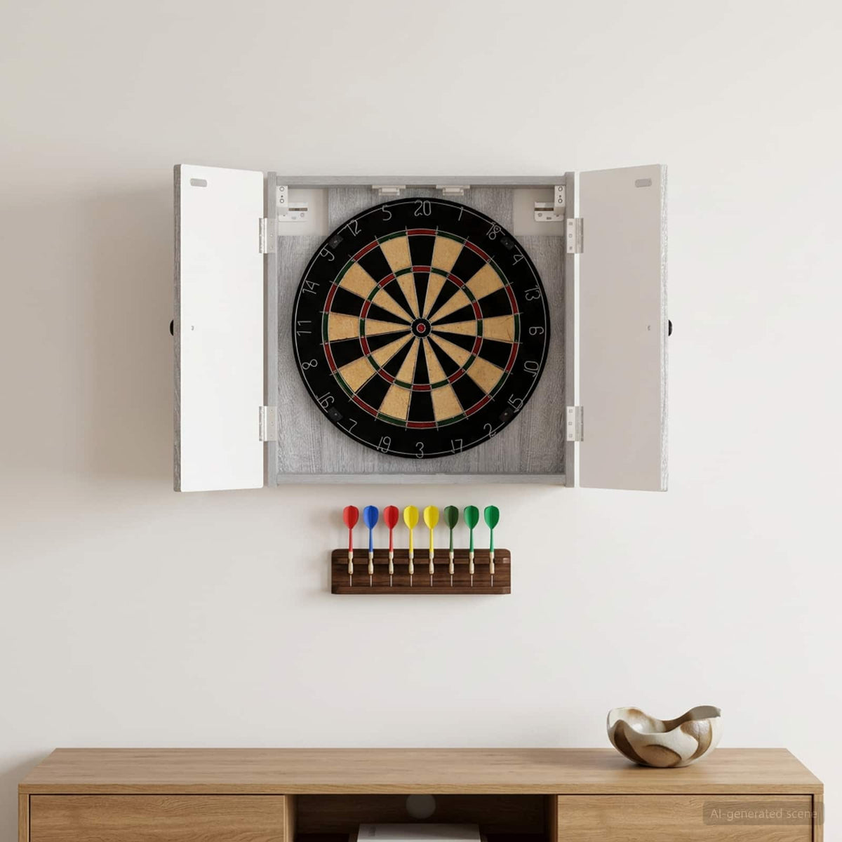 Dartbord Kabinet Breda 52,5 X 10,5 X 53,5 Cm Bewerkt Hout