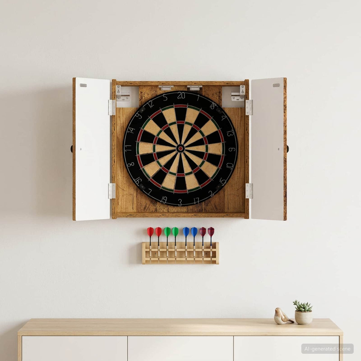 Dartbord Kabinet Breda 52,5 X 10,5 X 53,5 Cm Bewerkt Hout