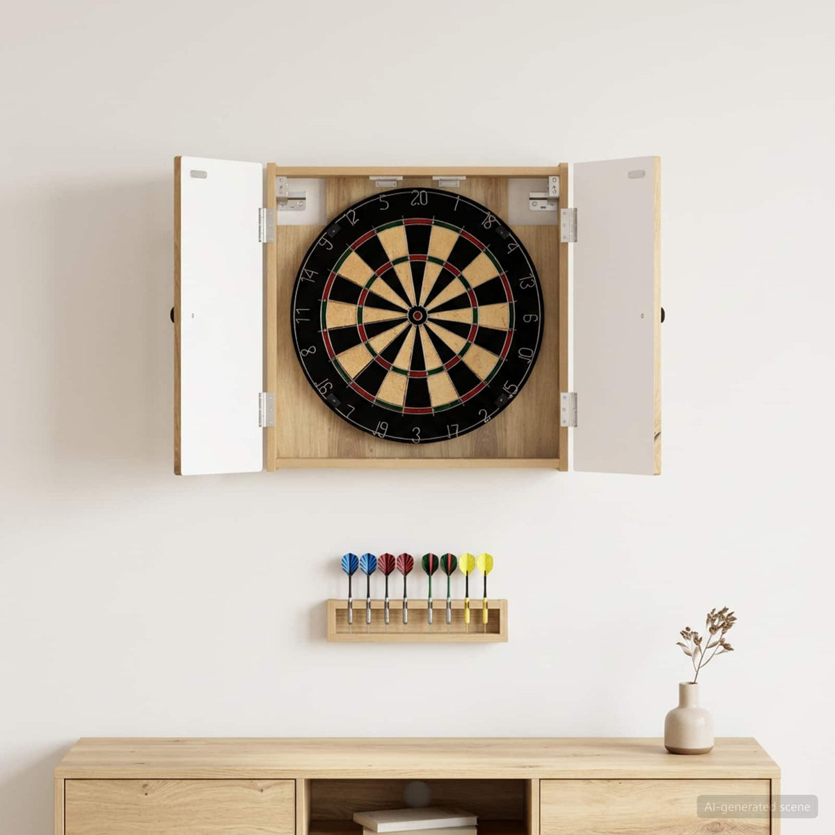 Dartbord Kabinet Ede 52,5 X 10,5 X 53,5 Cm Bewerkt Hout