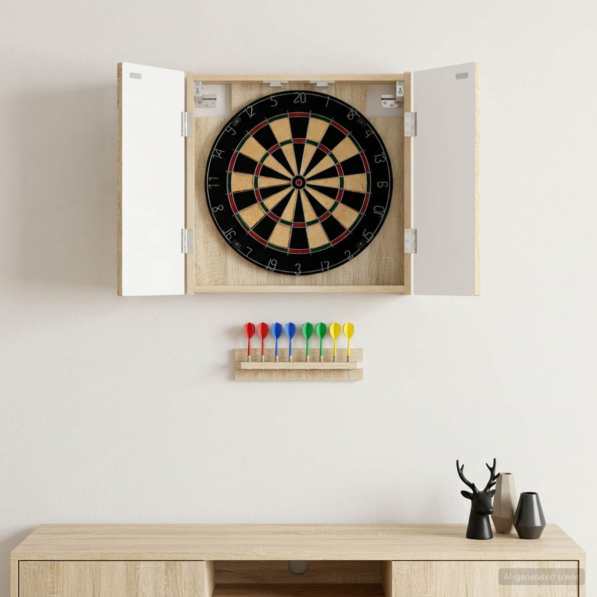 Dartbord Kabinet Arnhem 52,5 X 10,5 X 53,5 Cm Bewerkt Hout
