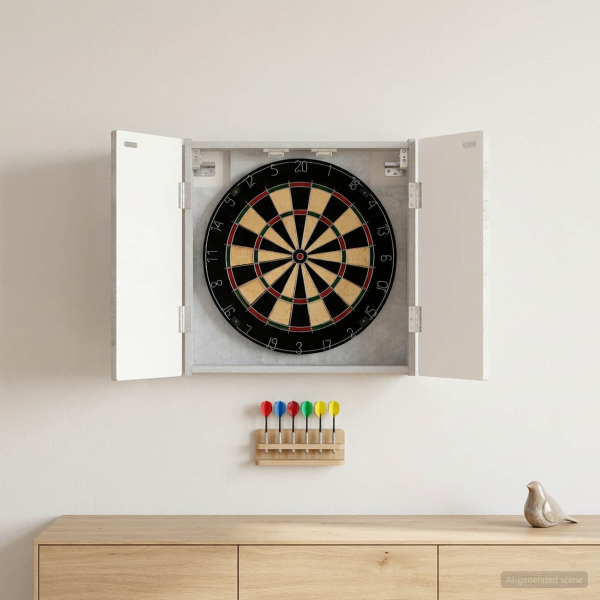 Dartbord Kabinet Delft 52,5 X 10,5 X 53,5 Cm Bewerkt Hout