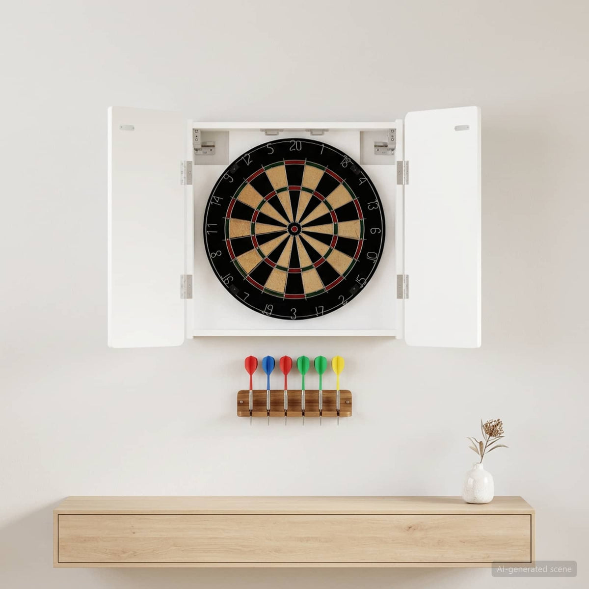 Dartbord Kabinet Zwolle 52,5 X 10,5 X 57,5 Cm Bewerkt Hout