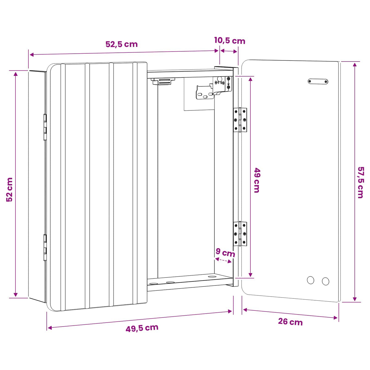 Dartbord Kabinet Zwolle 52,5 X 10,5 X 57,5 Cm Bewerkt Hout