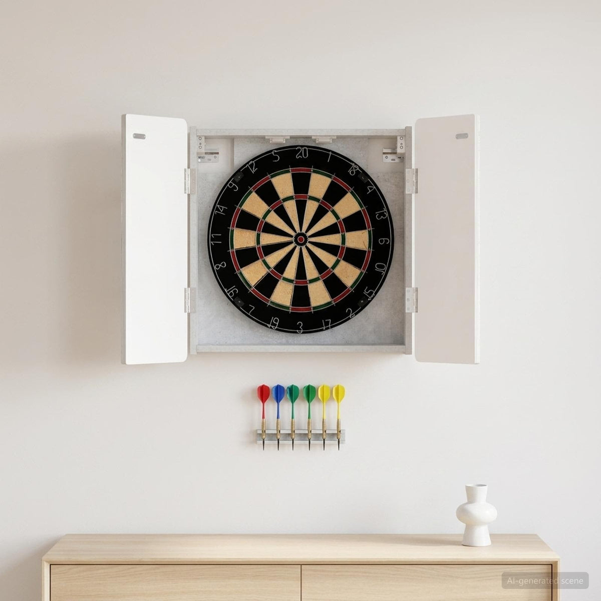 Dartbord Kabinet Zwolle 52,5 X 10,5 X 57,5 Cm Bewerkt Hout