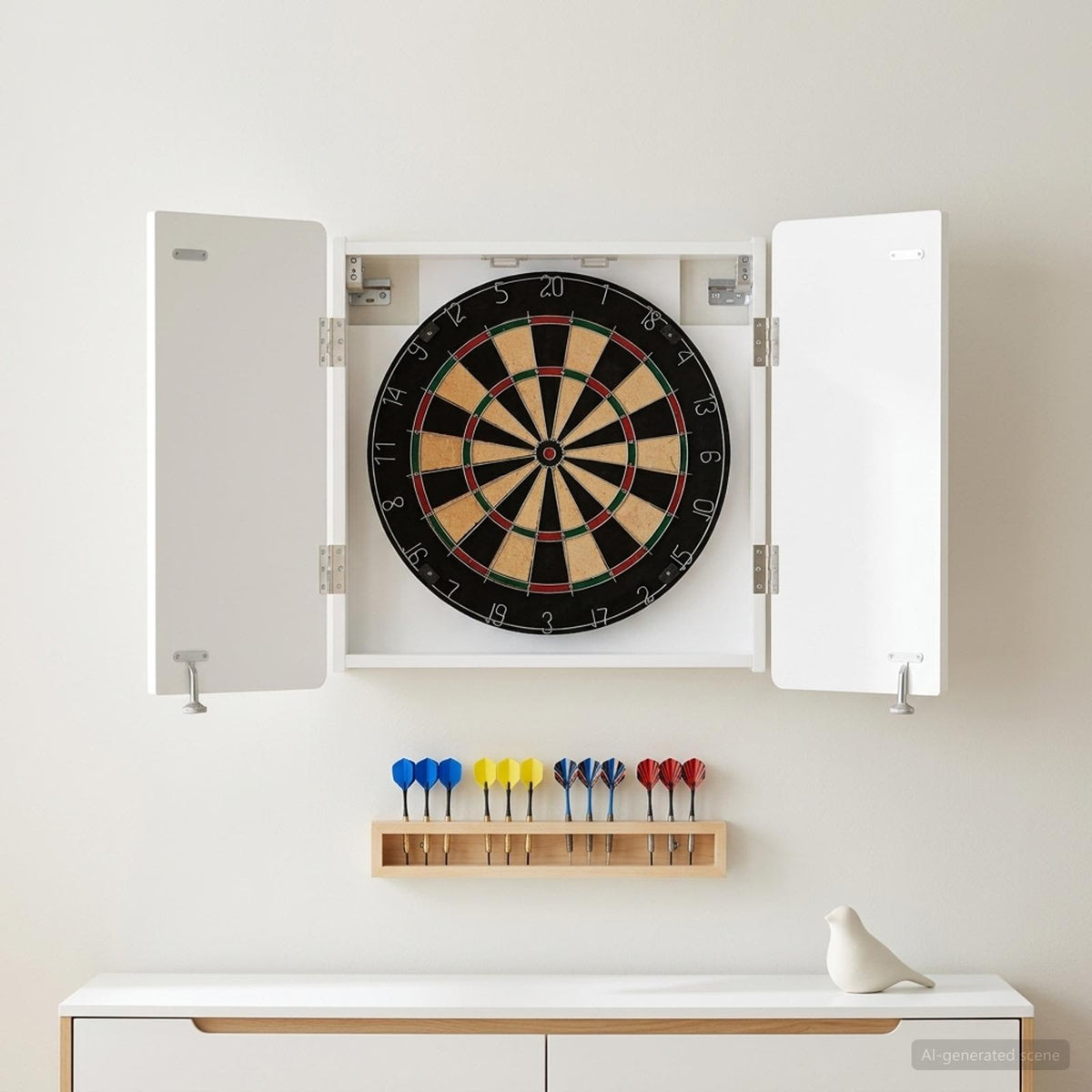 Dartbord Kabinet Zwolle 52,5 X 10,5 X 57,5 Cm Bewerkt Hout