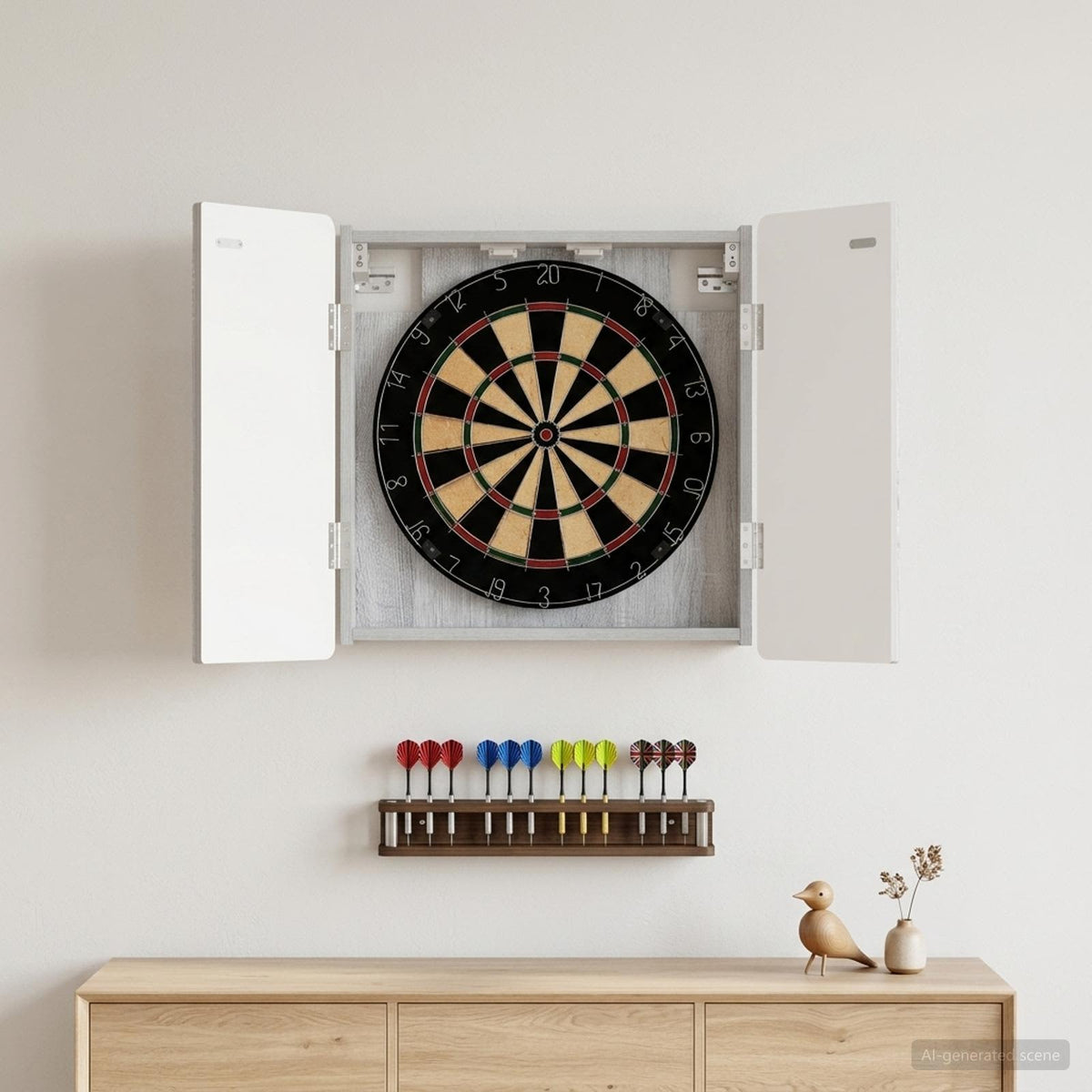 Dartbord Kabinet Zwolle 52,5 X 10,5 X 57,5 Cm Bewerkt Hout