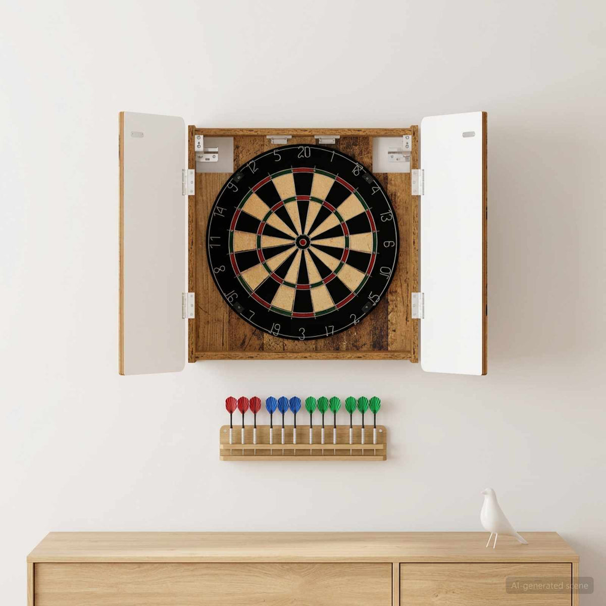 Dartbord Kabinet Zwolle 52,5 X 10,5 X 57,5 Cm Bewerkt Hout