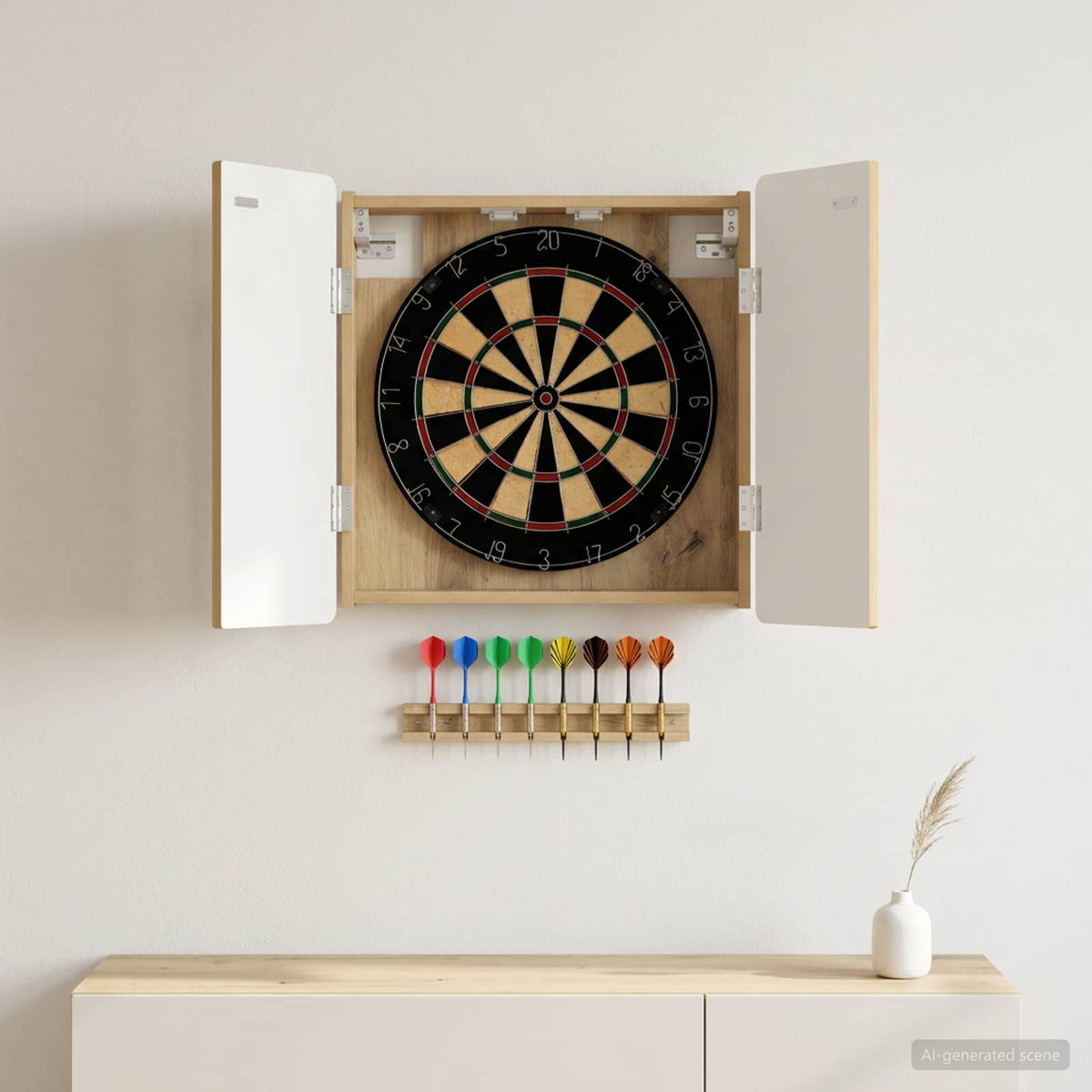 Dartbord Kabinet Zwolle 52,5 X 10,5 X 57,5 Cm Bewerkt Hout
