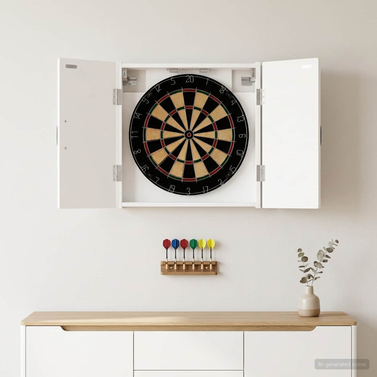 Dartbord Kabinet Utrecht 52,5 X 10,5 X 53,5 Cm Bewerkt Hout