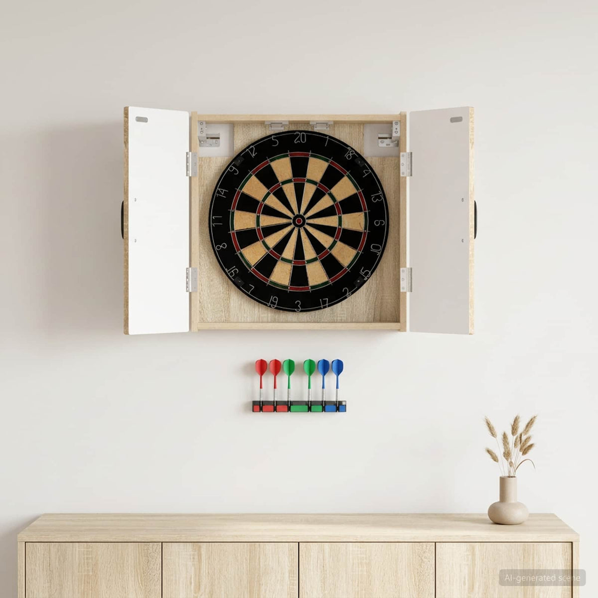 Dartbord Kabinet Utrecht 52,5 X 10,5 X 53,5 Cm Bewerkt Hout