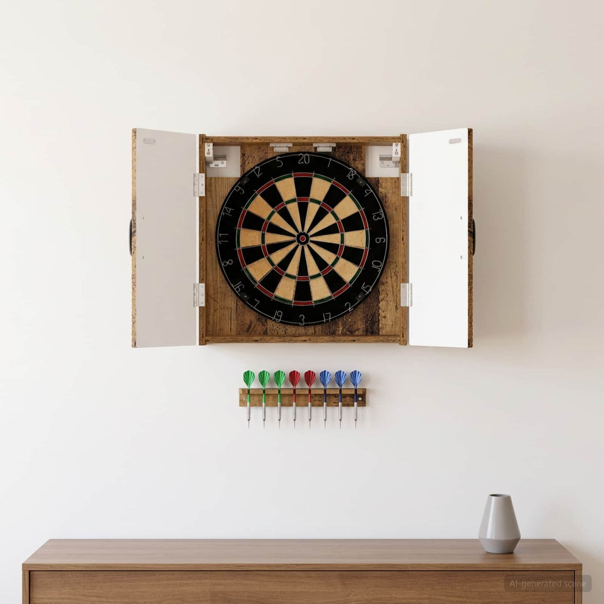 Dartbord Kabinet Utrecht 52,5 X 10,5 X 53,5 Cm Bewerkt Hout