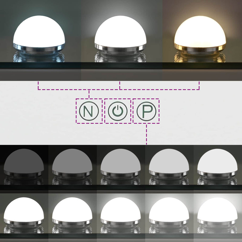 Led Make-Up Spiegel Wit 44 X 10 X 53 Cm Glas En Staal