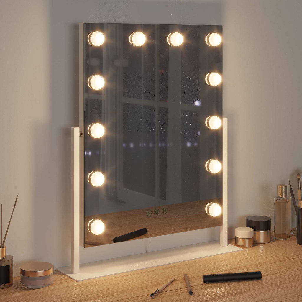 Led Make-Up Spiegel Wit 44 X 10 X 53 Cm Glas En Staal