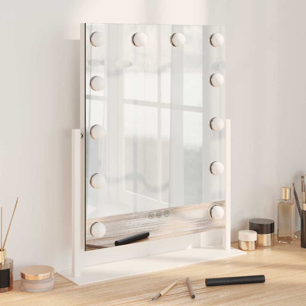 Led Make-Up Spiegel Wit 44 X 10 X 53 Cm Glas En Staal