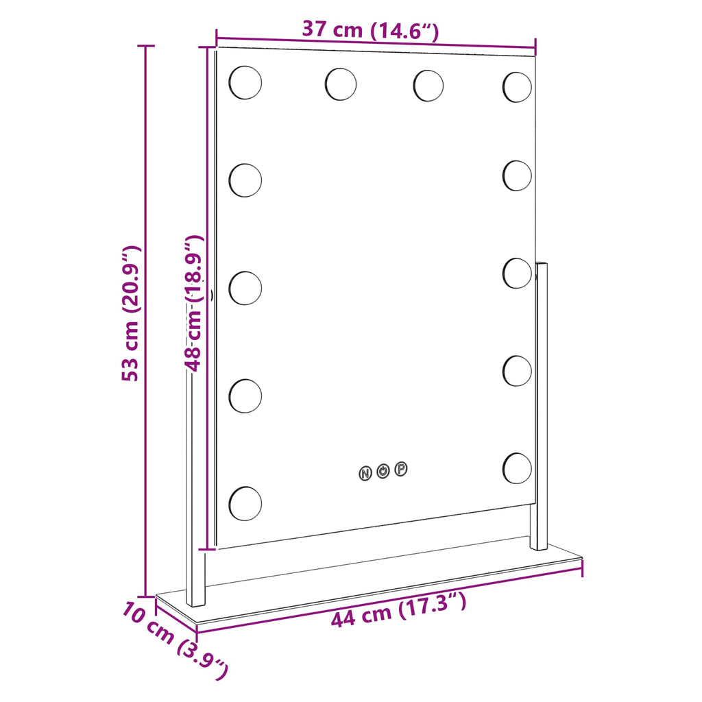 Led Make-Up Spiegel Wit 44 X 10 X 53 Cm Glas En Staal