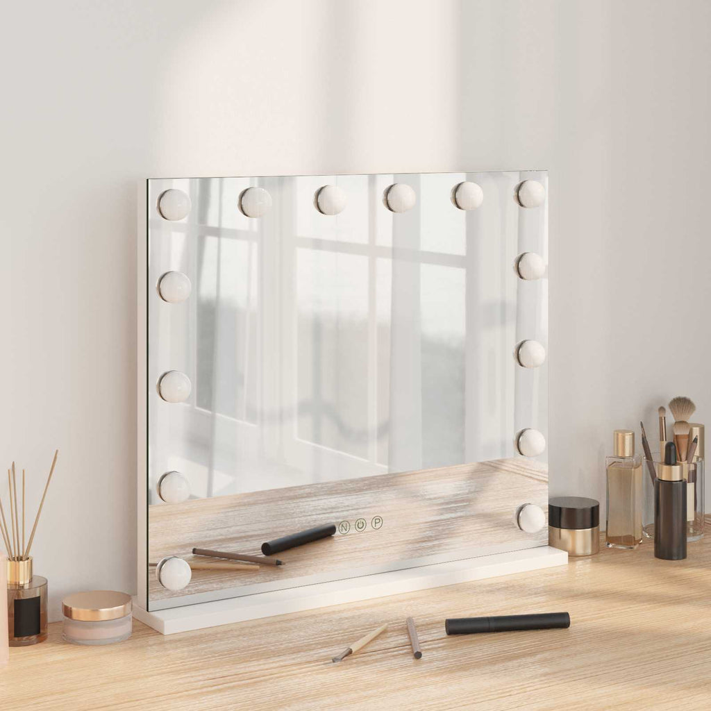 Led Make-Up Spiegel Wit 44 X 10 X 53 Cm Glas En Staal