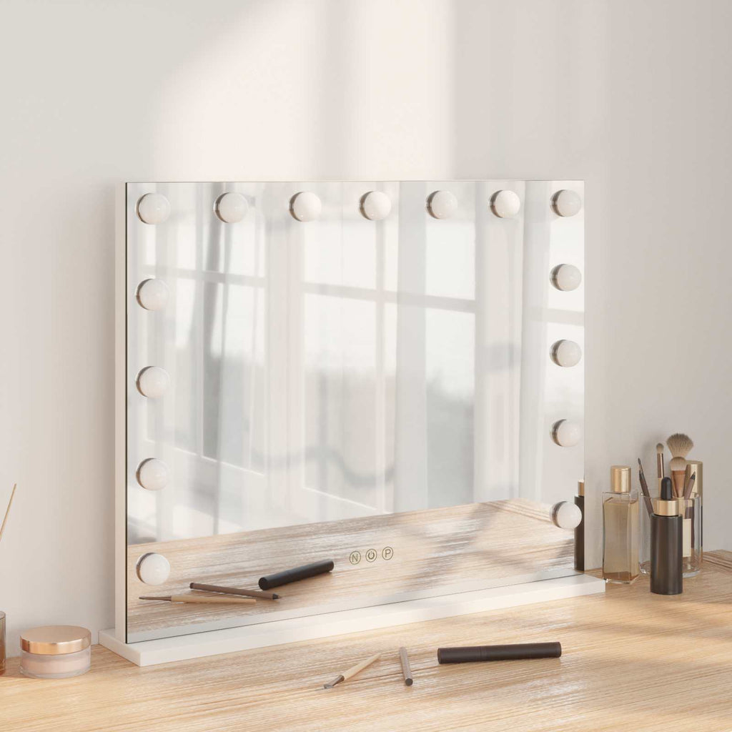 Led Make-Up Spiegel Wit 44 X 10 X 53 Cm Glas En Staal