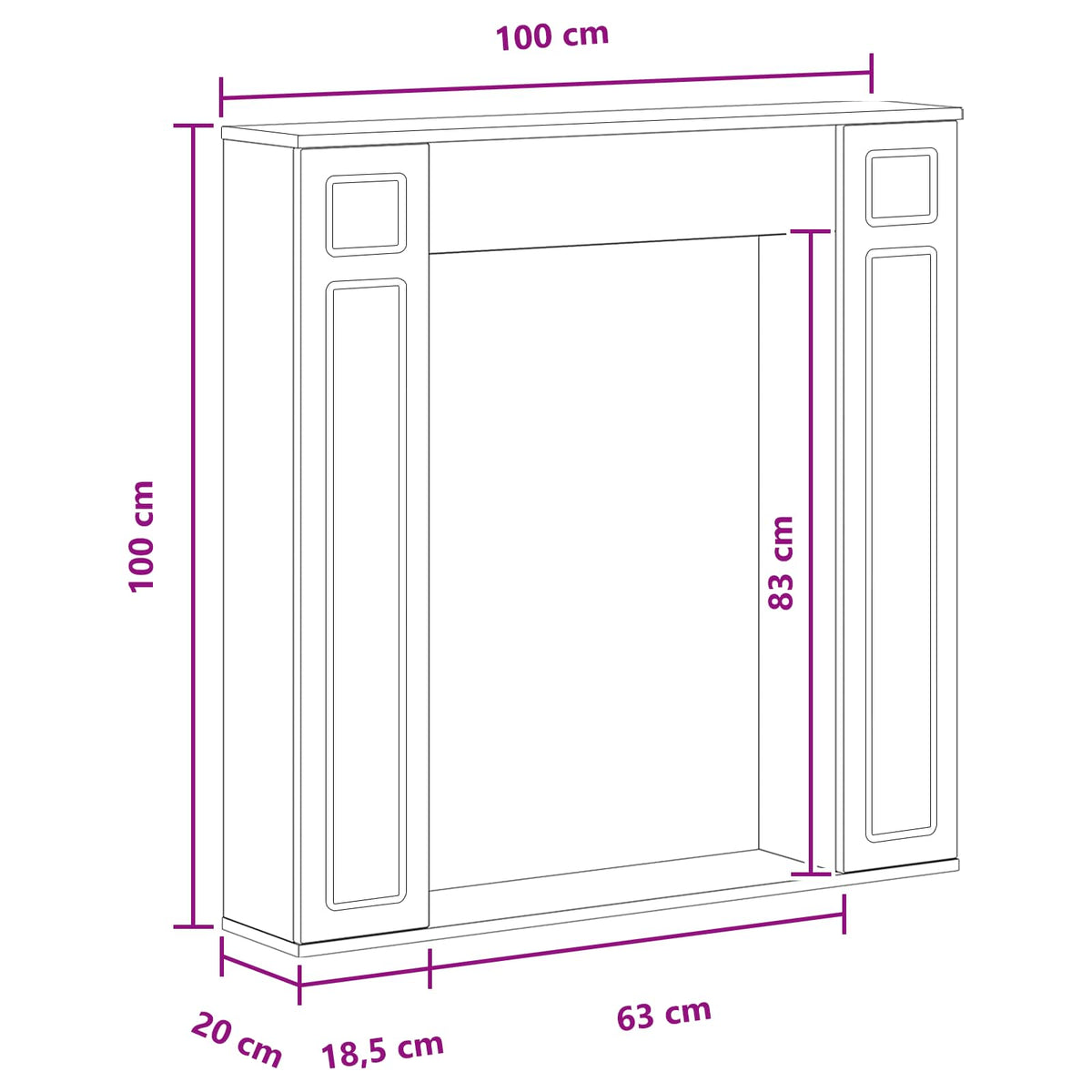 Haardomlijsting 100 X 20 X 100 Cm Bewerkt Hout