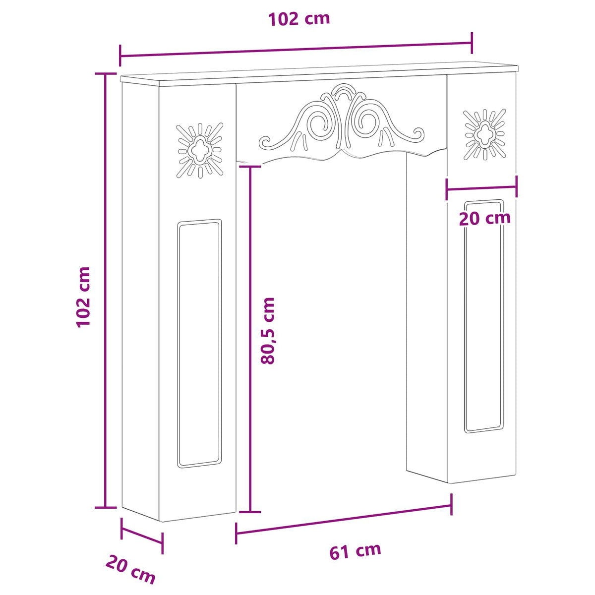 Haardomlijsting 102 X 20 X 102 Cm Bewerkt Hout