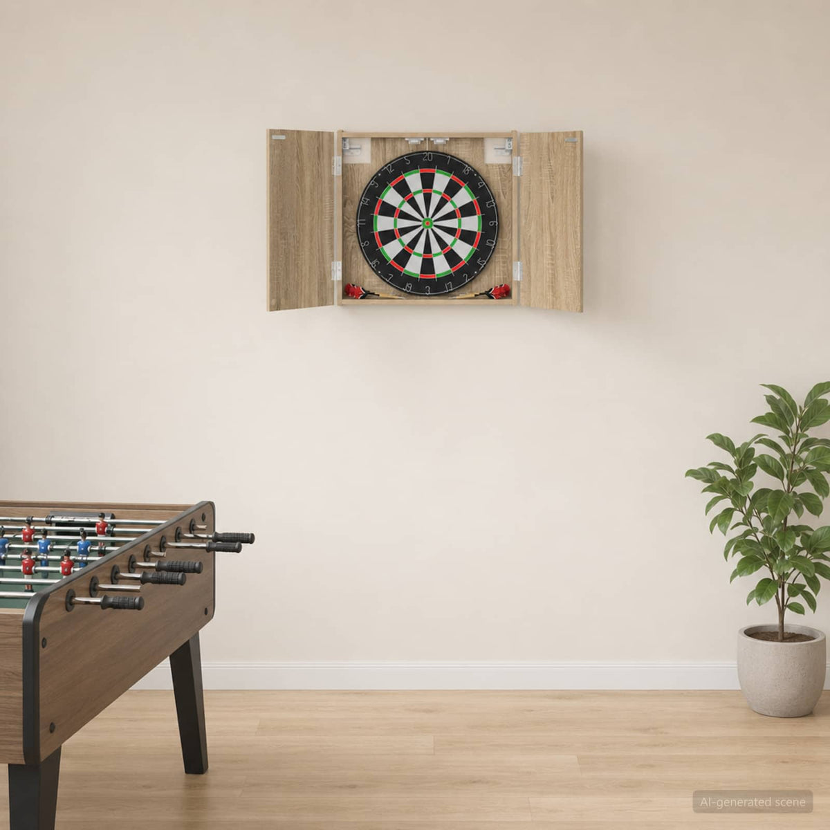 Dartbord Kabinet 56 X 12 X 53,5 Cm Bewerkt Hout