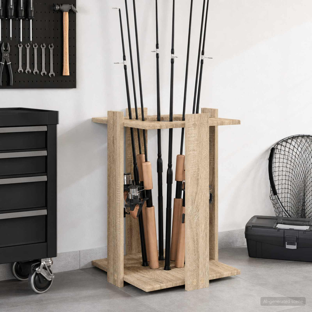 Hengelhouder Bewerkt Hout 42 X 43 X 60 Cm
