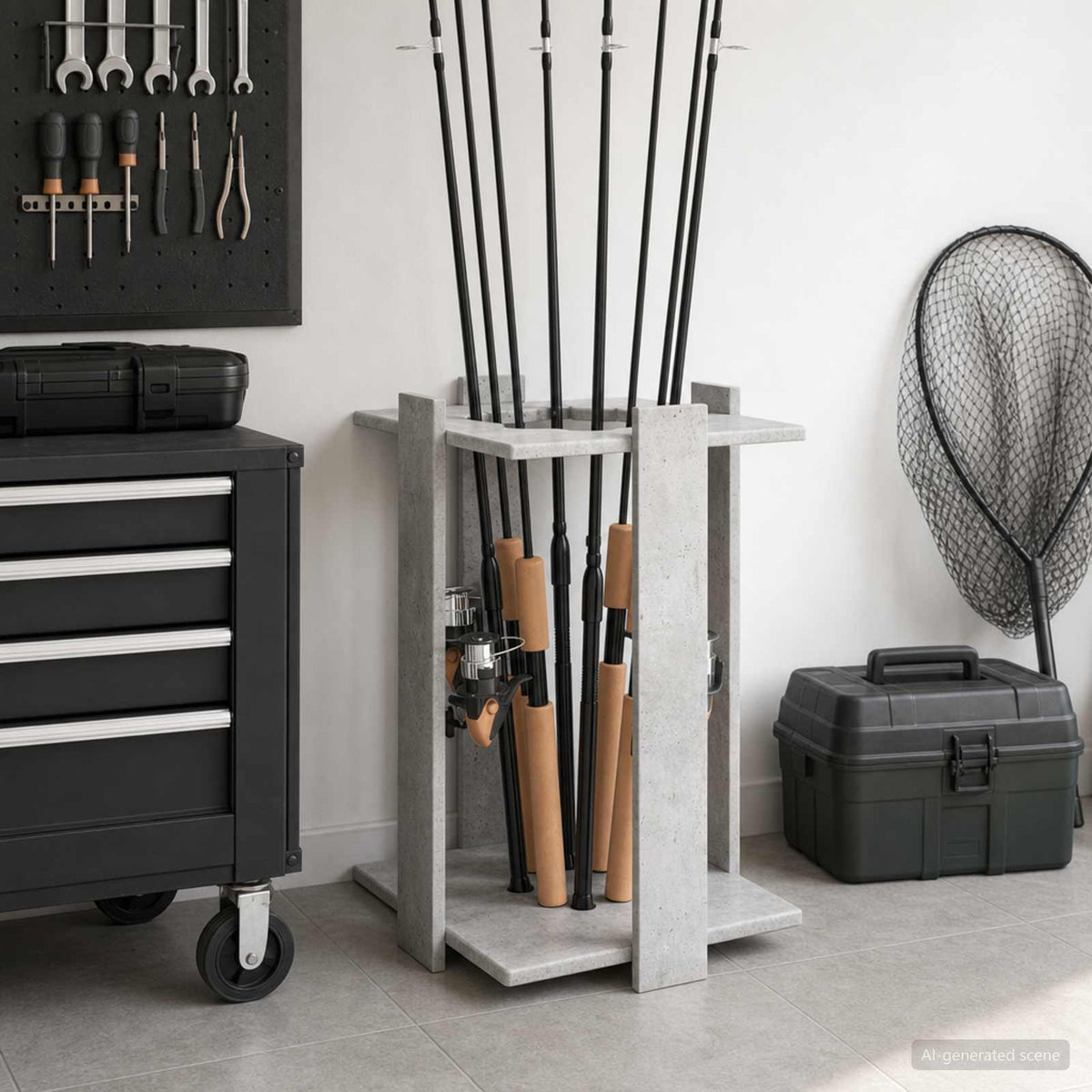 Hengelhouder Bewerkt Hout 42 X 43 X 60 Cm
