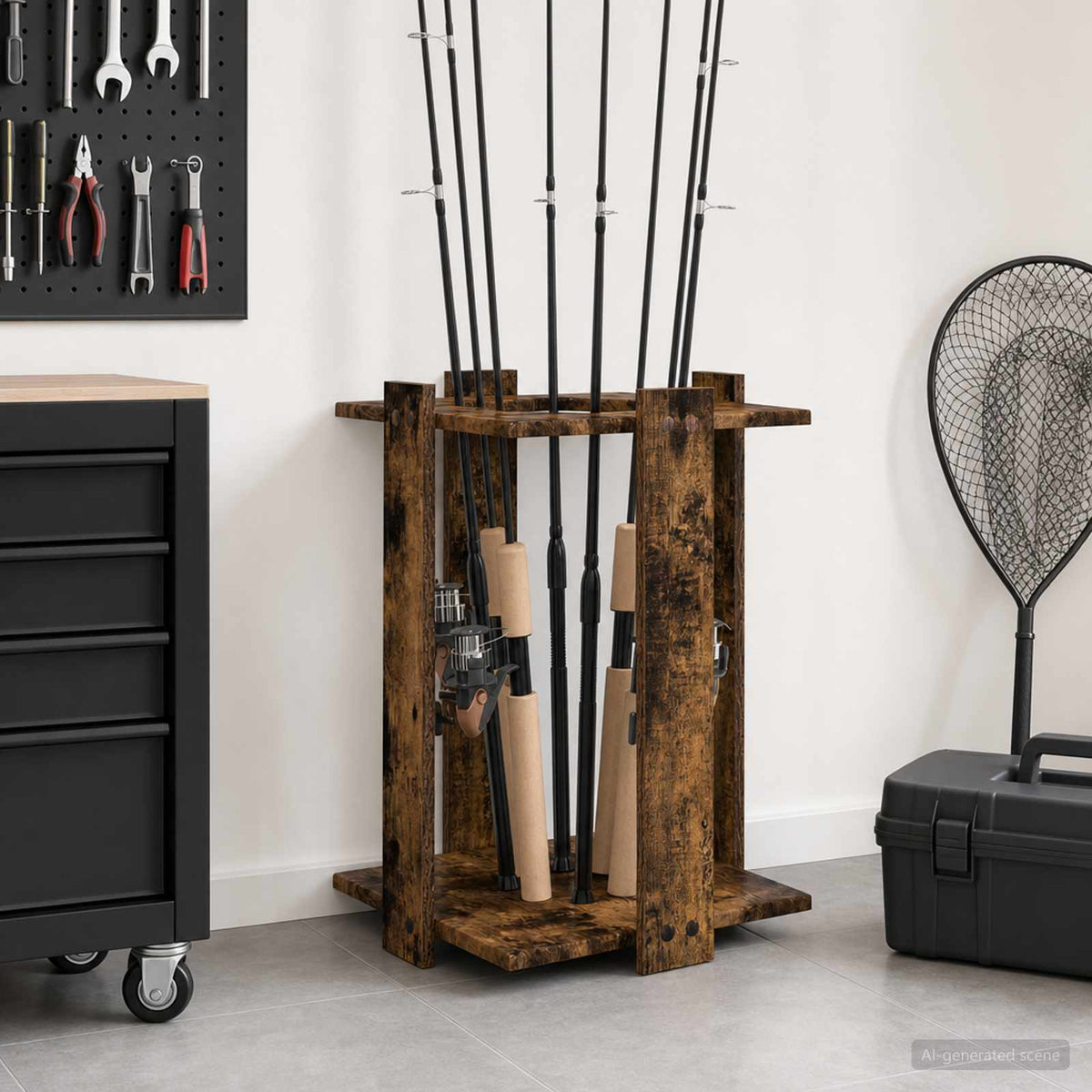 Hengelhouder Bewerkt Hout 42 X 43 X 60 Cm