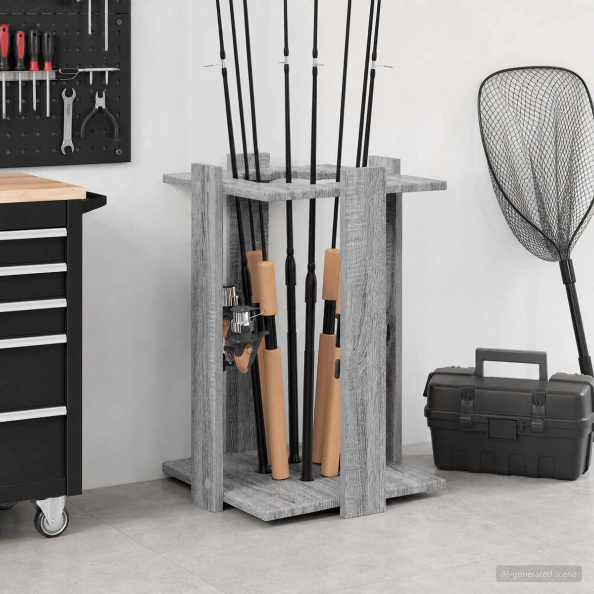 Hengelhouder Bewerkt Hout 42 X 43 X 60 Cm