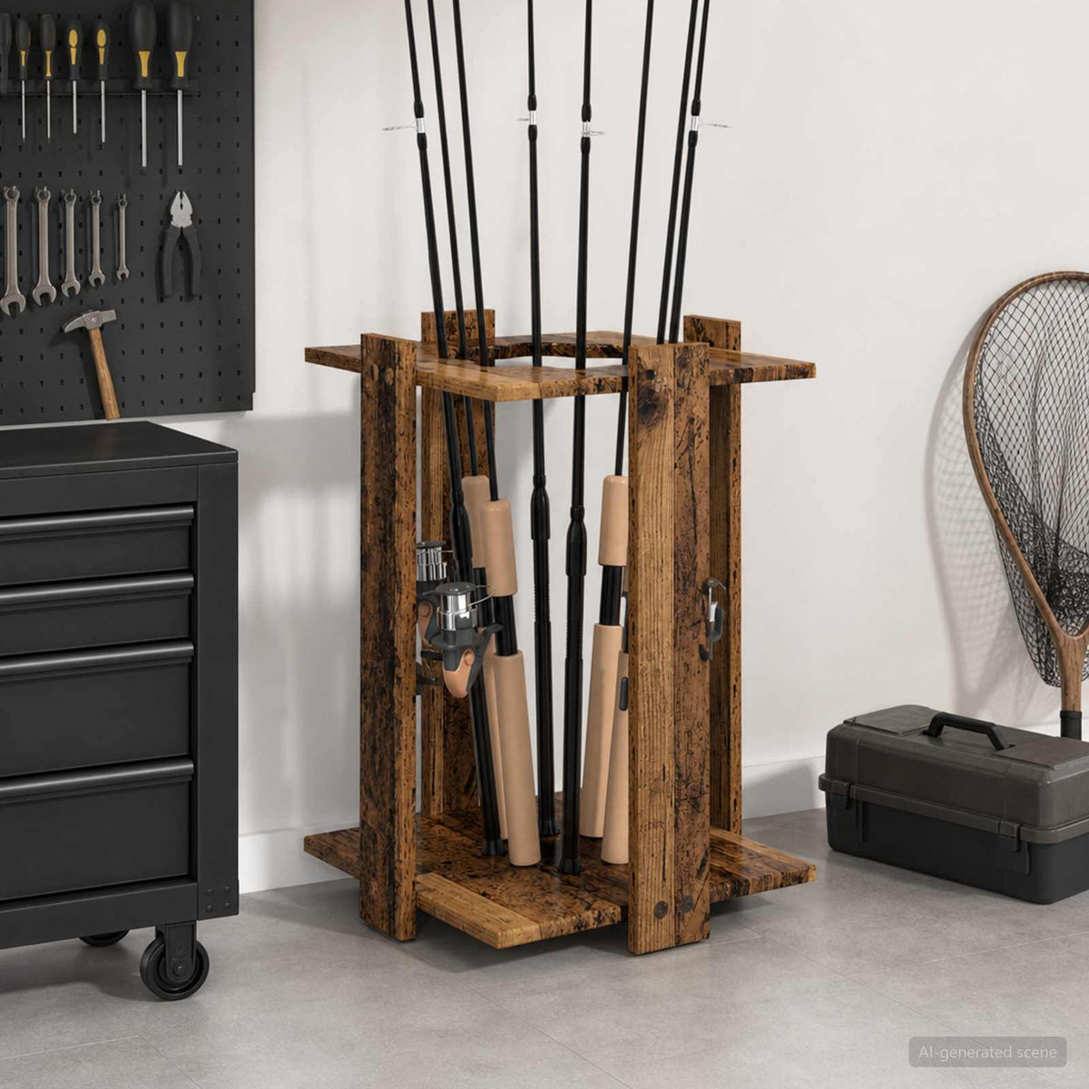 Hengelhouder Bewerkt Hout 42 X 43 X 60 Cm