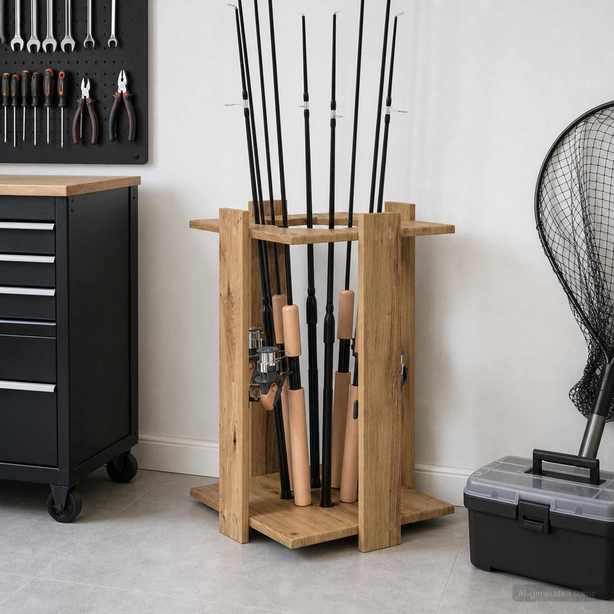 Hengelhouder Bewerkt Hout 42 X 43 X 60 Cm