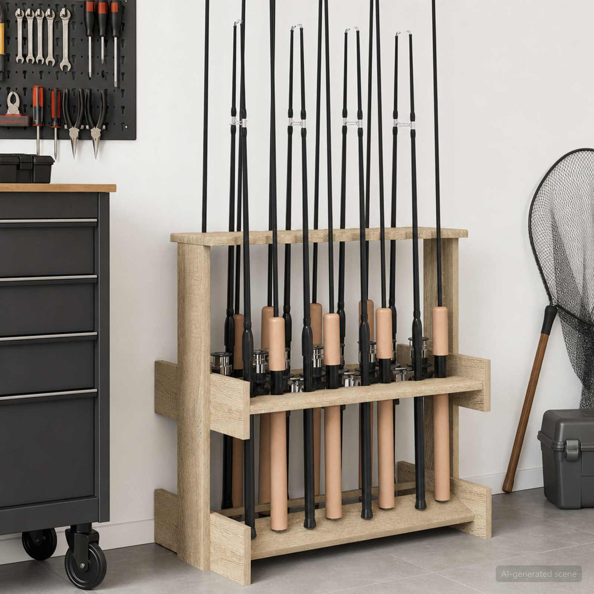 Hengelhouder Bewerkt Hout 60 X 35 X 60 Cm
