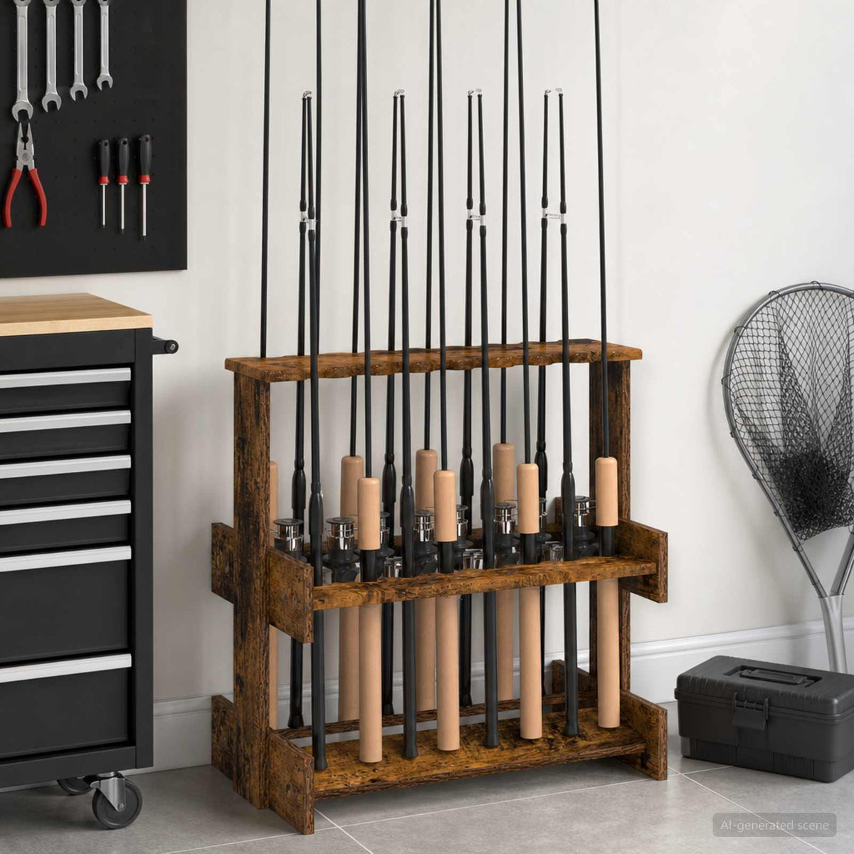 Hengelhouder Bewerkt Hout 60 X 35 X 60 Cm