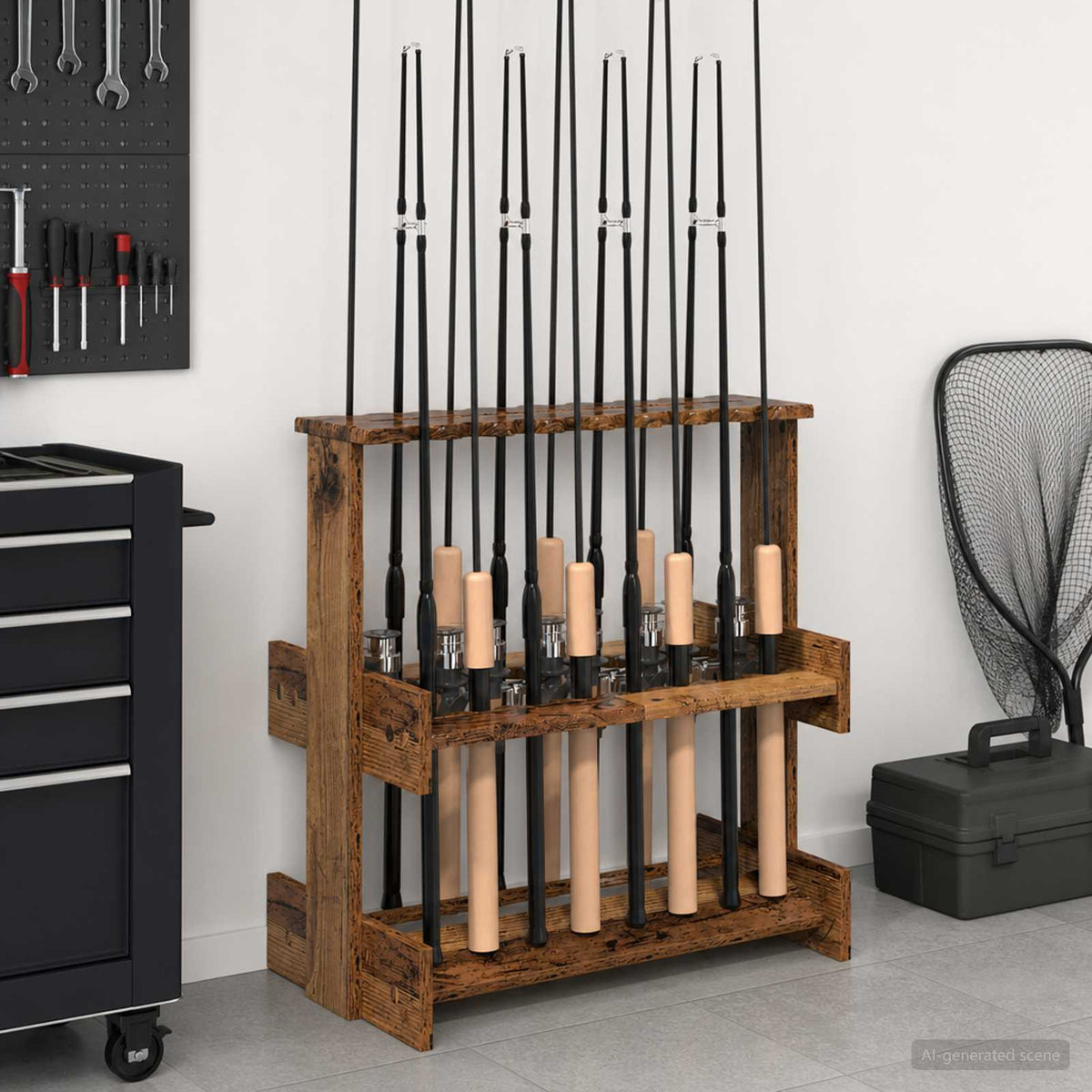 Hengelhouder Bewerkt Hout 60 X 35 X 60 Cm