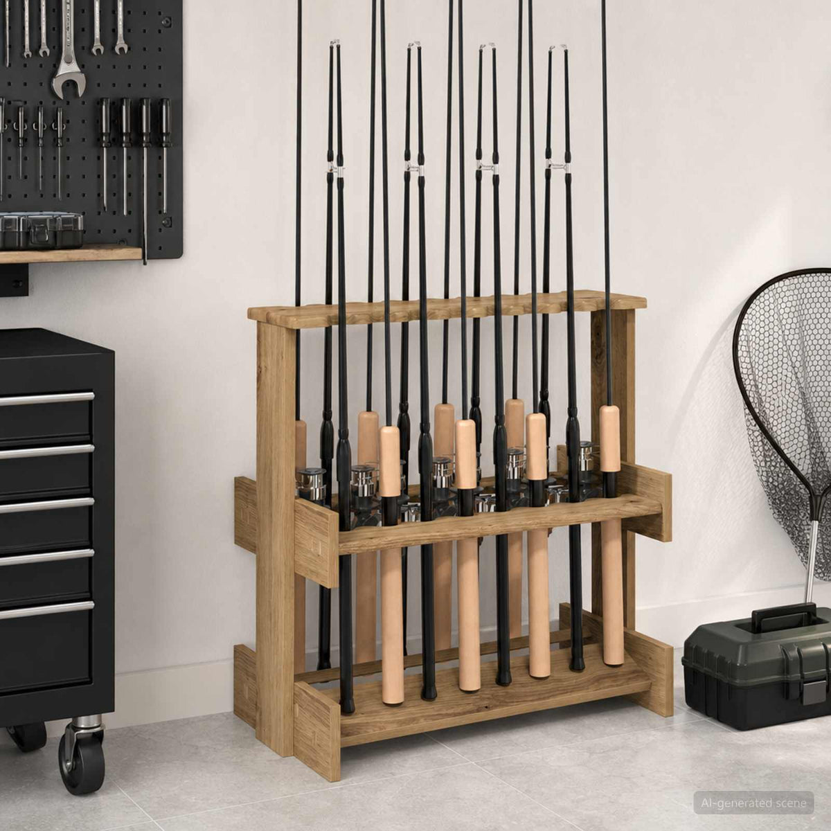 Hengelhouder Bewerkt Hout 60 X 35 X 60 Cm